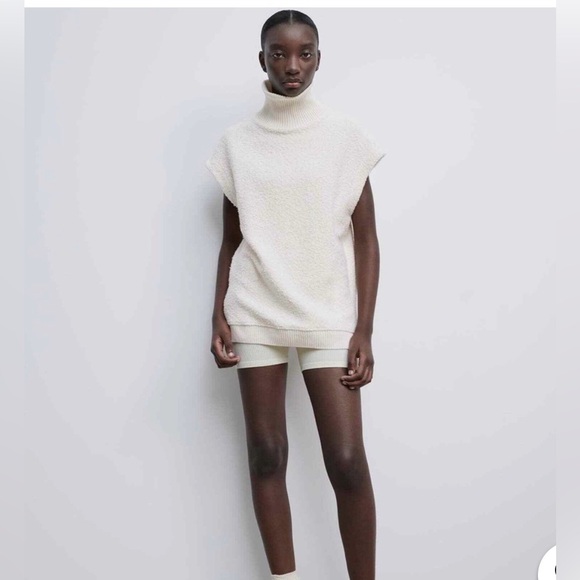 Zara Jackets & Blazers - Zara High Collar Vest Ecru